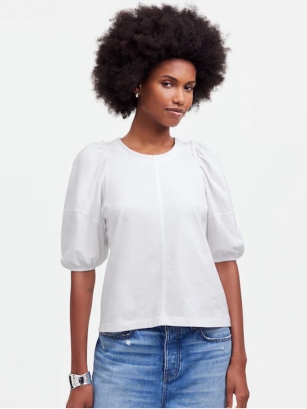Madewell NWT Puff-Sleeve Tee Size XS in Eyelet White